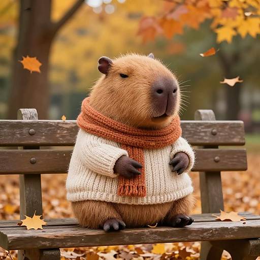Cozy Capybara in Autumn Sweater