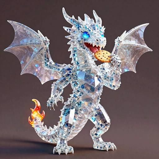 Happy Crystal Armored Dragon Eating Cookie