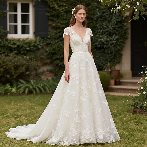 Elegant Floral Wedding Dress Design