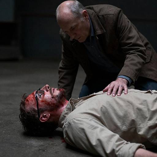 Dramatic Scene of Unconscious Man