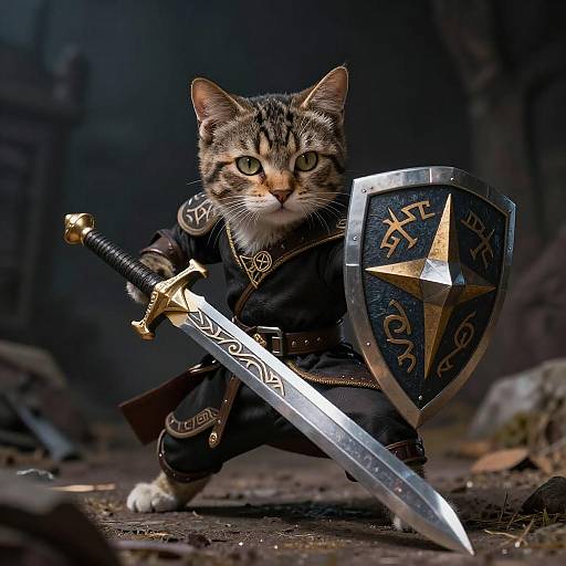 Cute Cat Battle Mage with Runes