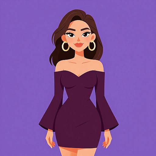 Chic Woman in Maroon Off-Shoulder Dress