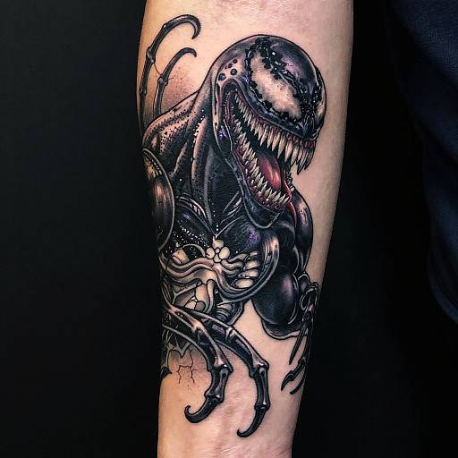 Venom Symbiote Forearm Tattoo Design