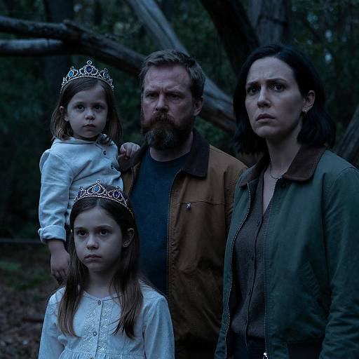 Concerned Family in Dark Forest