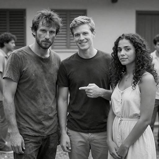 Casual Outdoor Scene in Black and White