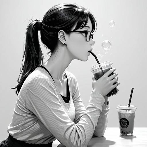 Woman Drinking Bubble Tea