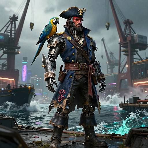 Full-Body Sea-Worn Android Pirate Captain