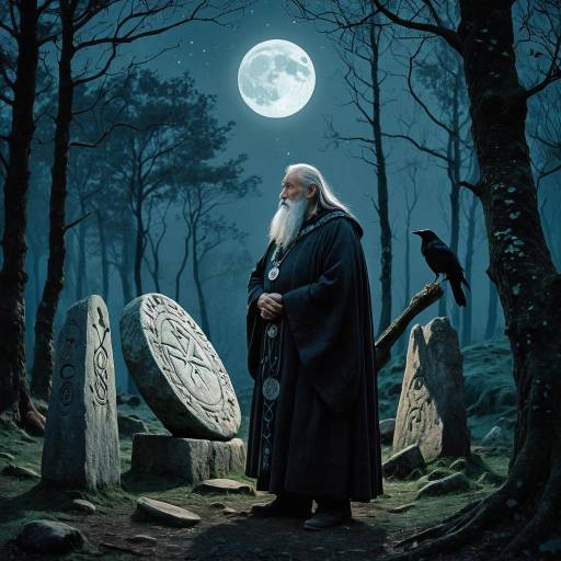 Elderly Druid in Enchanted Moonlight