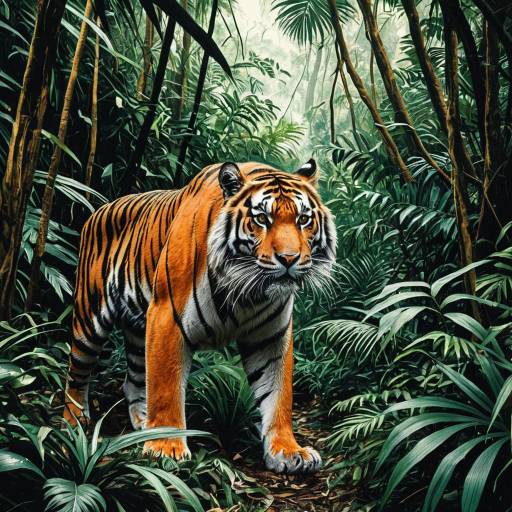 Royal Bengal Tiger in Dense Jungle Royal Bengal Tiger in Dense Jungle