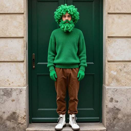 Quirky Festive Green Hair Portrait