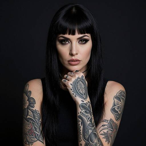 Moody Portrait of Tattooed Woman