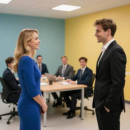 Bright Modern Office Meeting Smiling Professionals