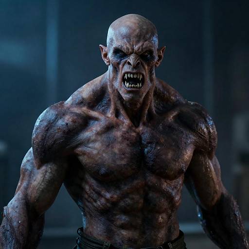 Fierce Humanoid Creature in Blue Light