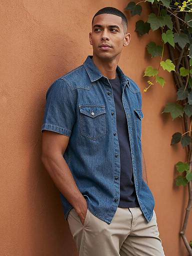 Indigo Denim Relaxed Outdoor Portrait