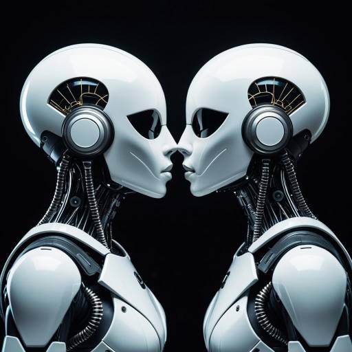 Two Futuristic Robotic Figures Facing Each Other