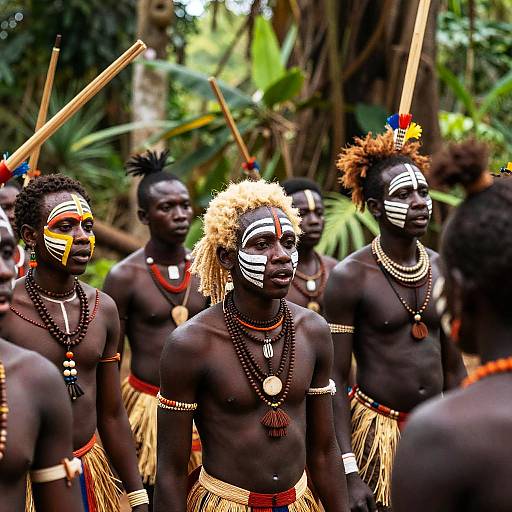 African Tribe with Blonde Hair Celebration