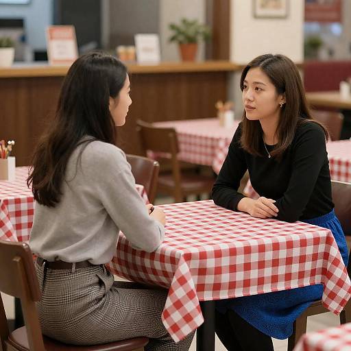 Candid Café Conversation Between Two Women