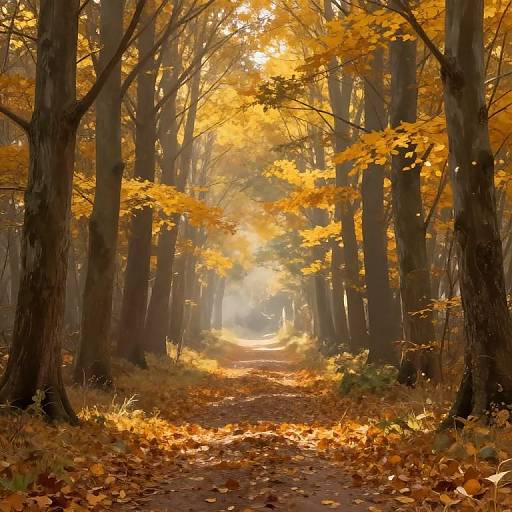 Sunkissed Autumn Forest Path