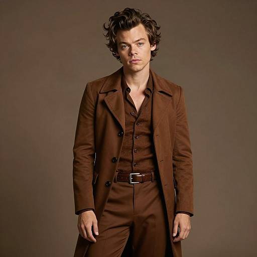 Young Man in Vintage Brown 19th Century Outfit