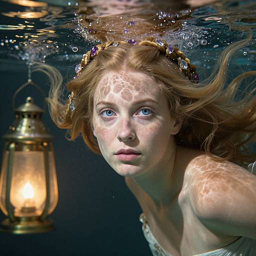 Ethereal European Woman Underwater Portrait