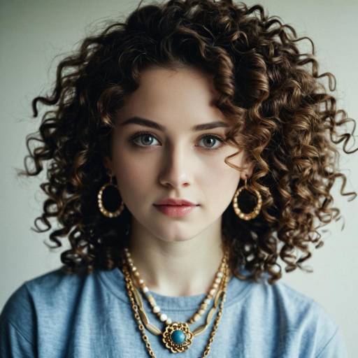 Realistic Curly Hairstyle with Jewelry