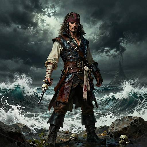 Vampire Pirate on Rocky Shore