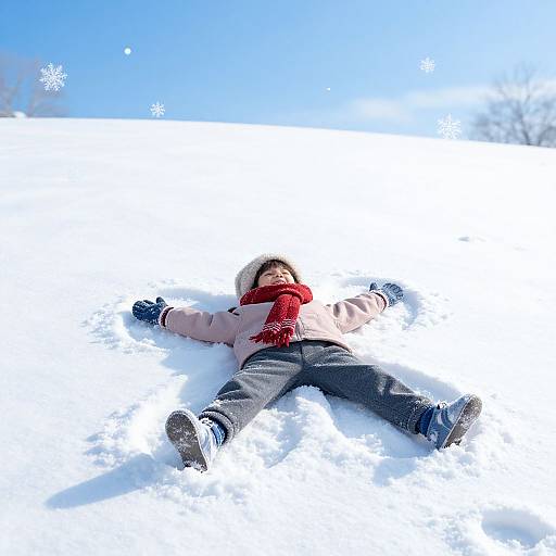 Child Making Snow Angels in Winter Park