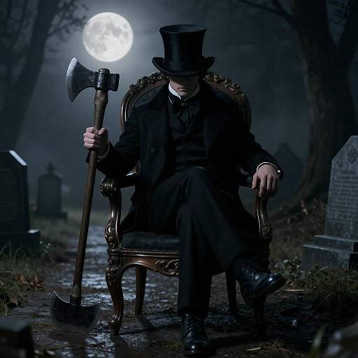 Mysterious Victorian Figure in Moonlight