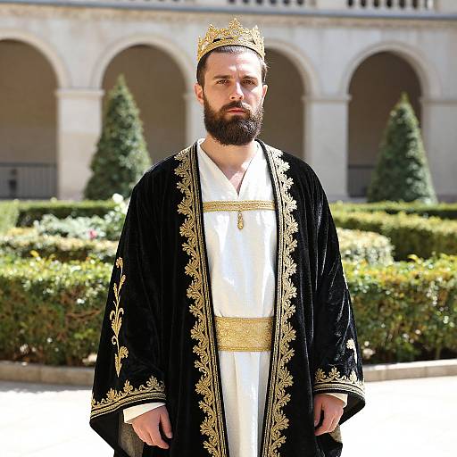 Bearded Man in Royal Velvet Robe