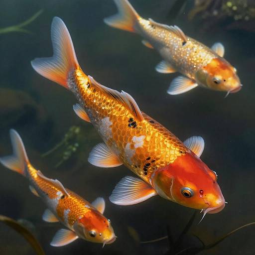Realistic Koi Fish in Underwater Garden