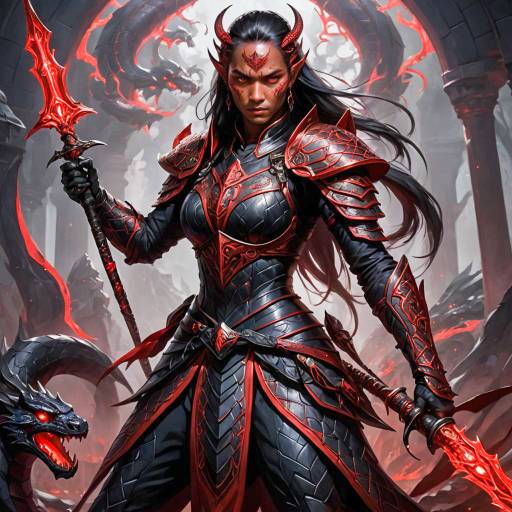 Hexblade Warrior Yuan-Ti Female with Shadowed Glaive