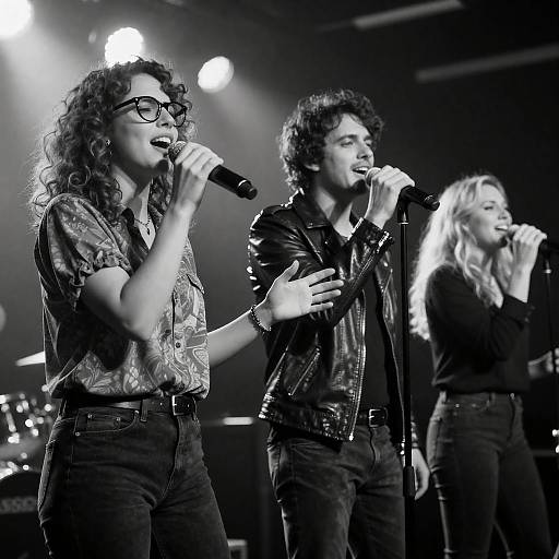 Black-and-White Live Rock Trio Performance