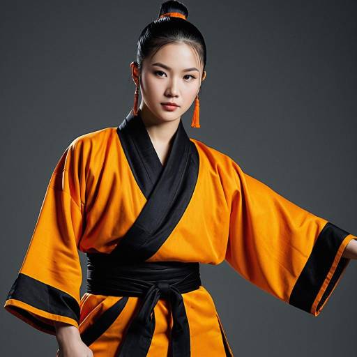 Woman in Orange Martial Artist Robe