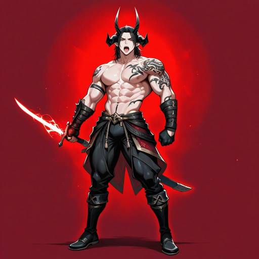 Muscular Tattooed Serpentine Deity Warrior Muscular Tattooed Serpentine Deity Warrior
