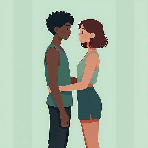 Embracing Figures with Dripping Colors