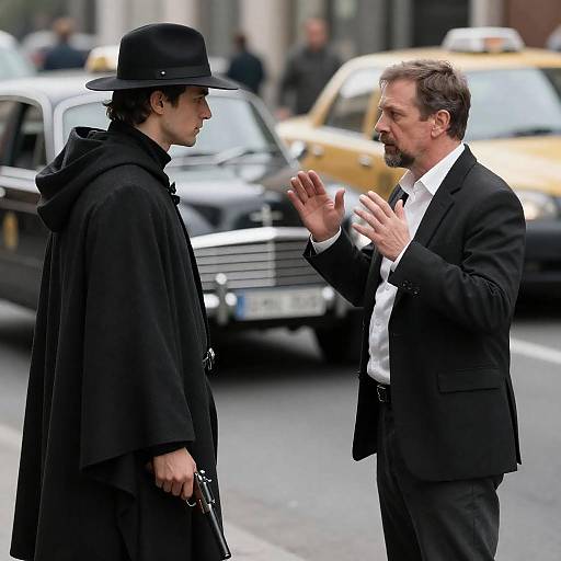 Noir Street Standoff: Hooded Gunman