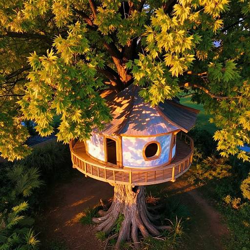 Whimsical Dreamscape Treehouse Aerial