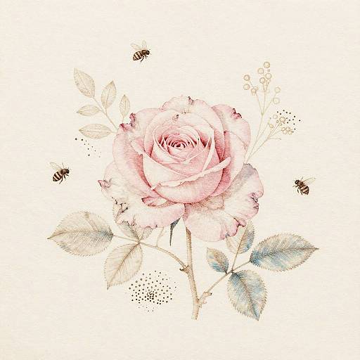 Vintage Blush Pink Garden Rose