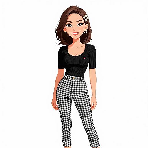 Smiling Woman in Casual Chic Outfit