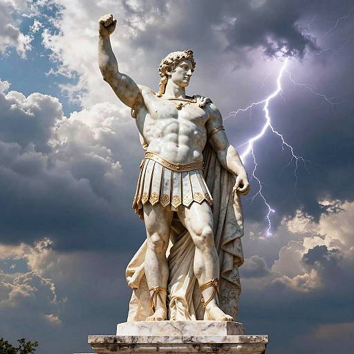 Triumphant Muscular Greek God on Olympus