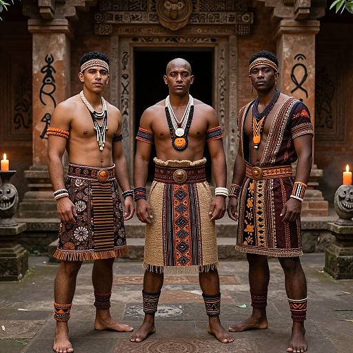 Ethnic Halloween Costumes in Ancient Courtyard