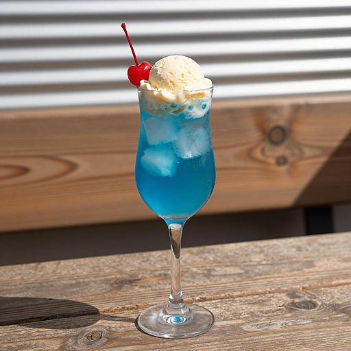 Refreshing Blue Cocktail with Ice Cream Scoop