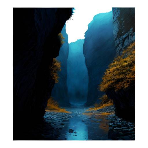 Ink Painting of a Crystal Canyon