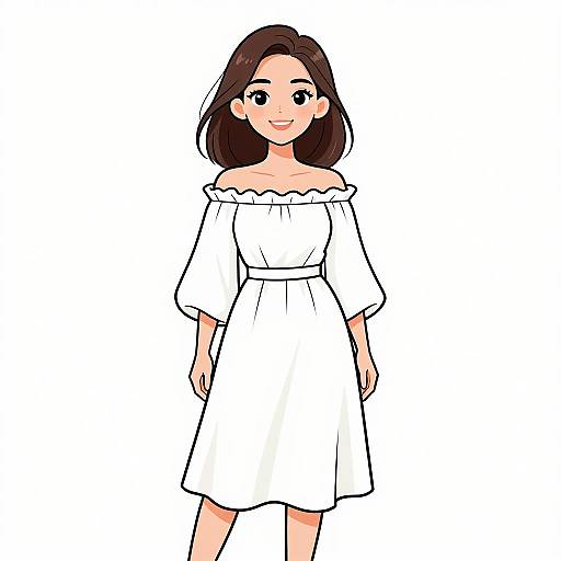 Bohemian Chic Woman in White Dress