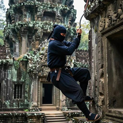 Ninja Warrior Scaling Ancient Temple