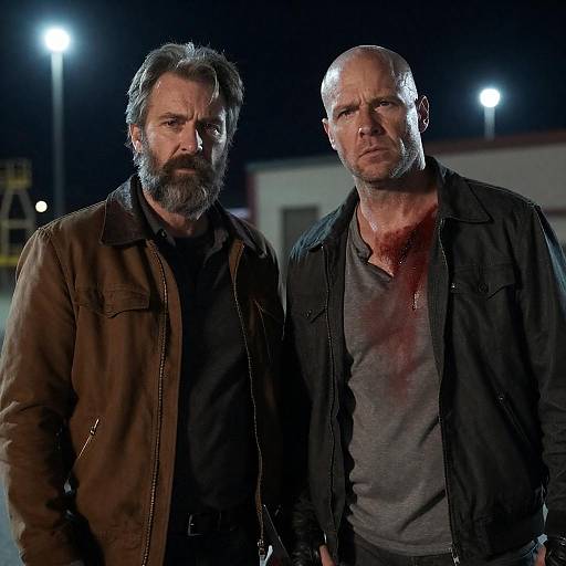 Night Photo: Rugged Men with Knife