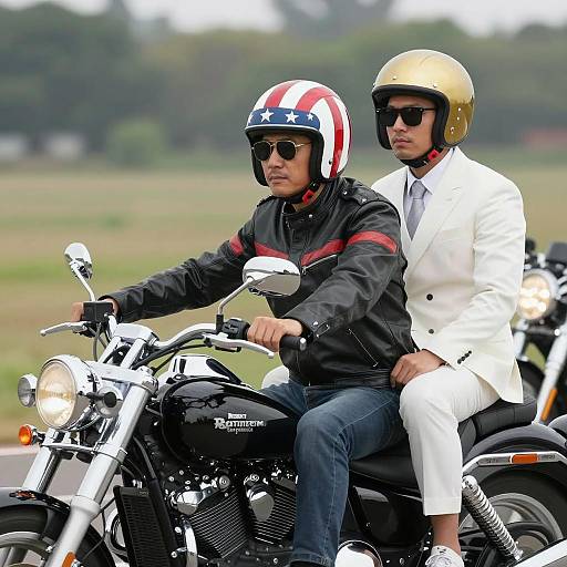 Motorcycle Duo in Open Field