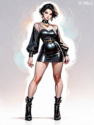 Stylish Woman in Glossy Red Mini Dress