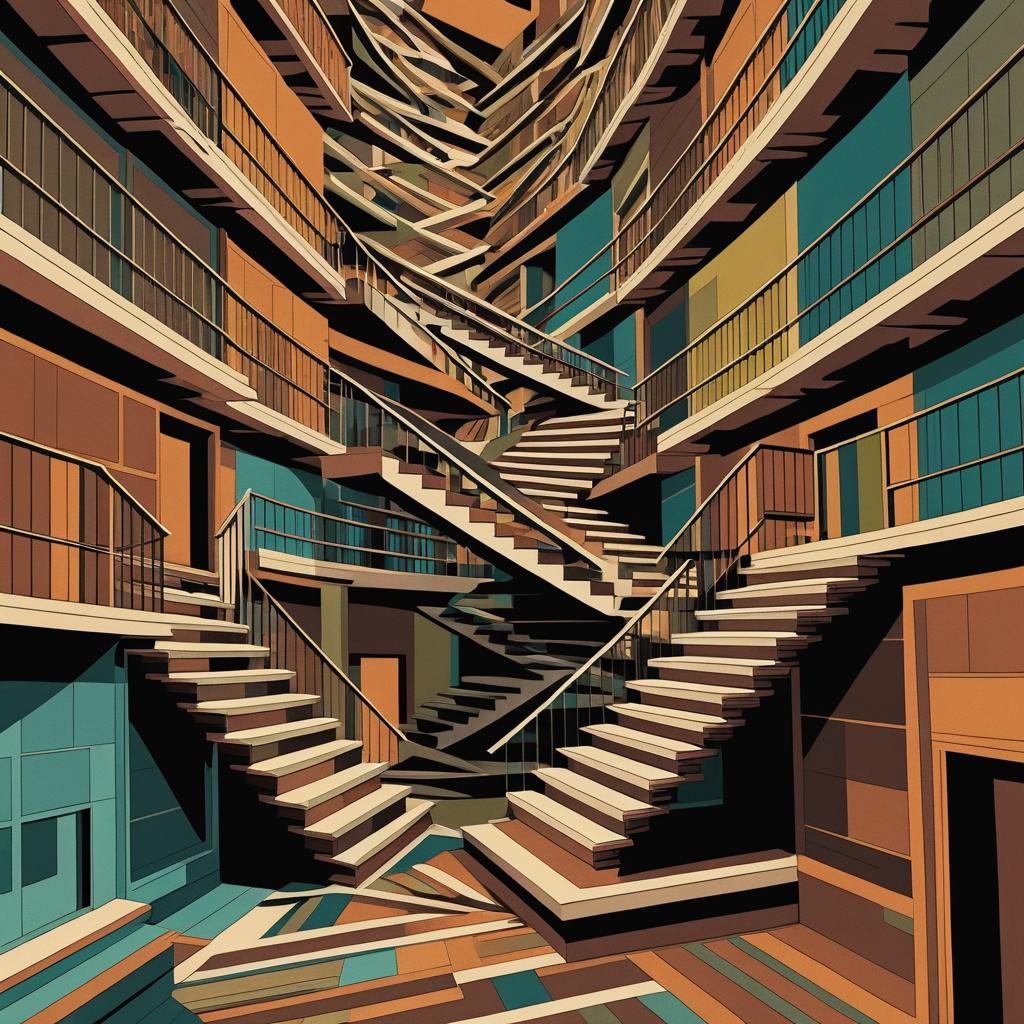 Twisted Staircases in Escher Style