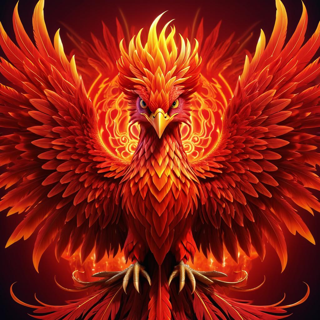 Majestic Phoenix Portrait in Fiery Red